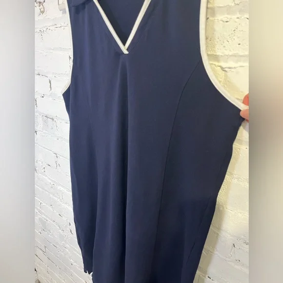 T by Talbots Navy Collared Dress UPF 50 Sun Protection Golf Tennis Size Large - Picture 7 of 8